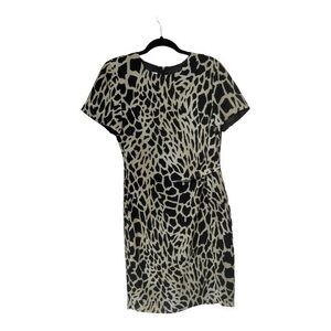 David Warren Abstract Giraffe Animal Print Short Sleeve Sheath Dress Size 12